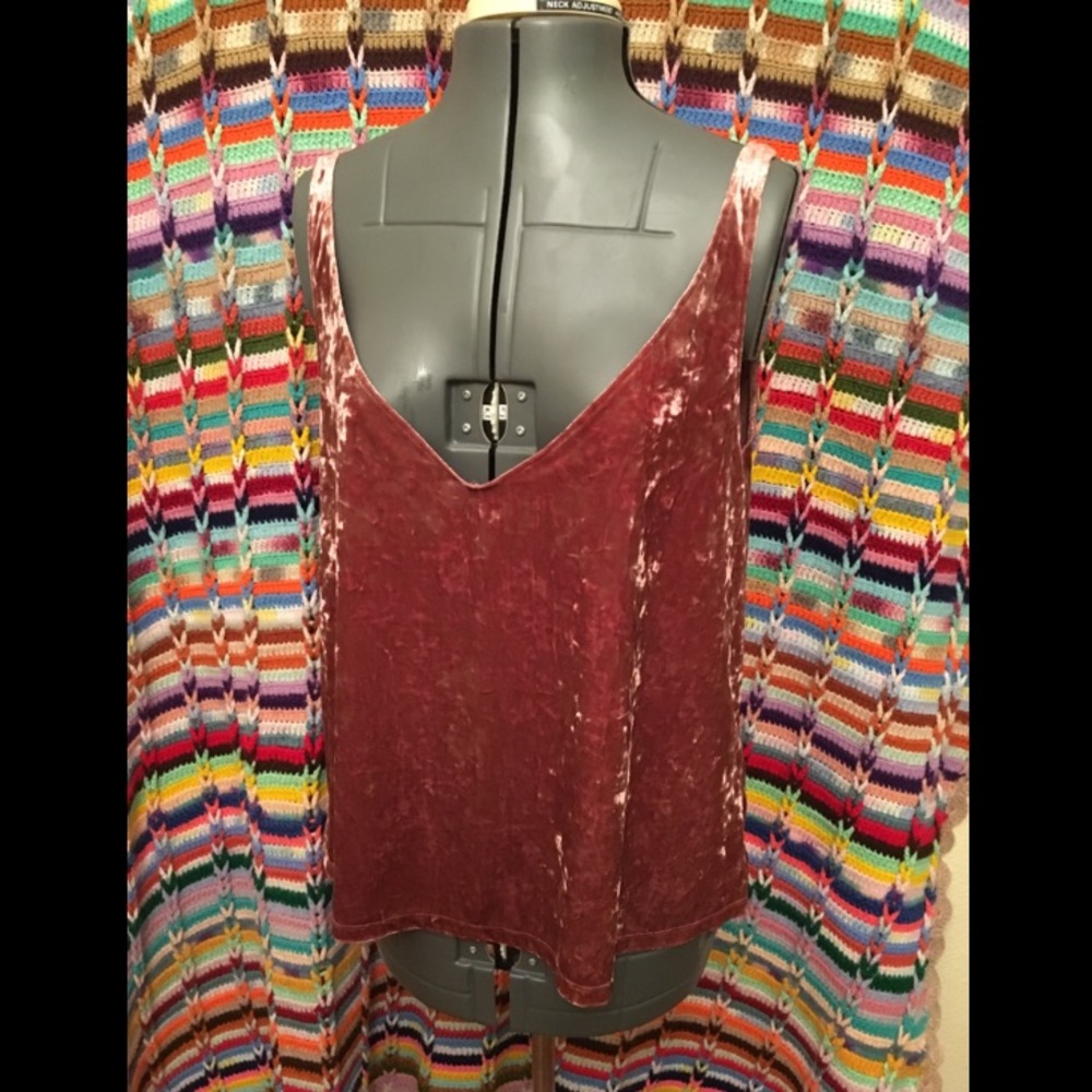 H&M double v crushed velvet top